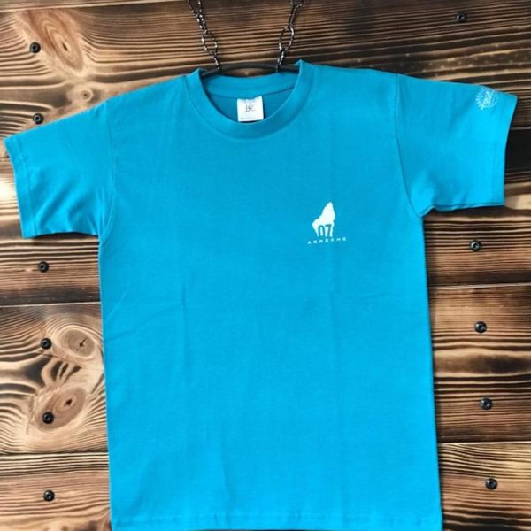 t-shirt enfant bleu clair basic face transfert blanc