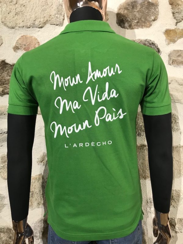 polo homme vert bourgeon manches courtes dos